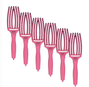 Olivia Garden Finger Brush HOT PINK - Medium - 6 Stuks