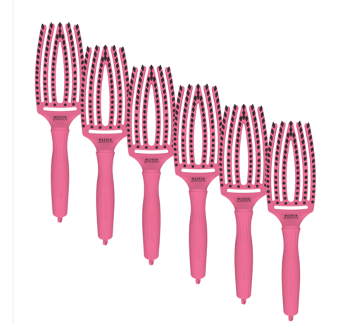 Olivia Garden Finger Brush HOT PINK Combo - Medium - 6 STUKS
