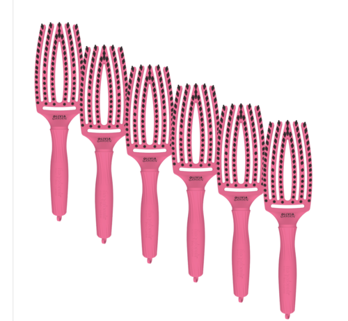 Olivia Garden Finger Brush HOT PINK - Medium  - 6 Stuks