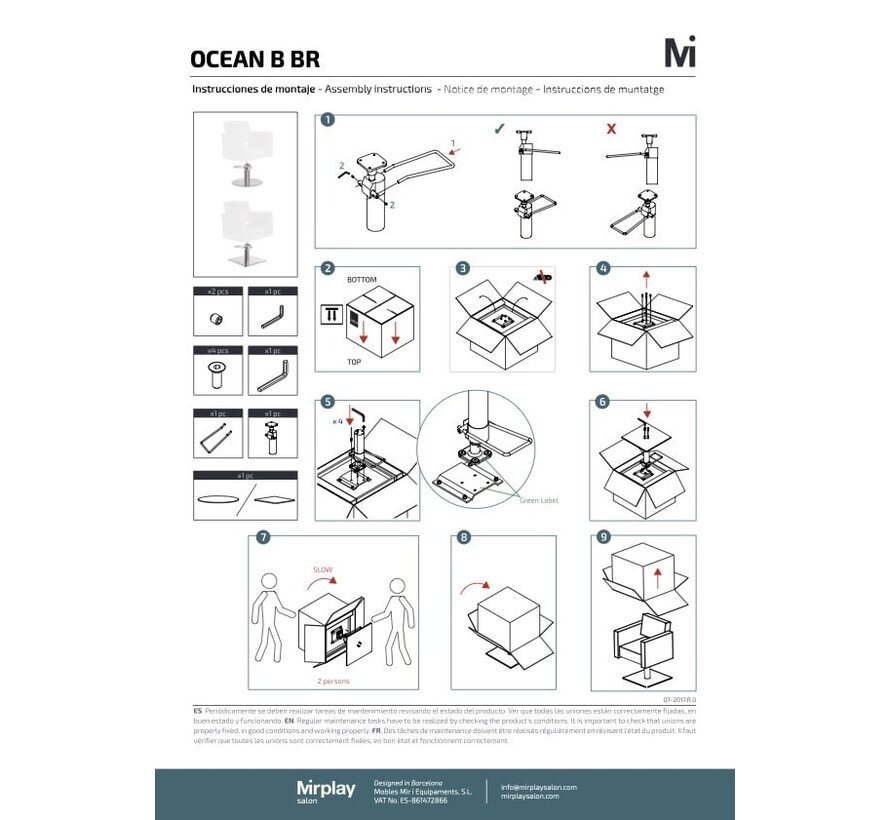 Kappersstoel Ocean BLACK Op Ronde Zwarte Trompet Base