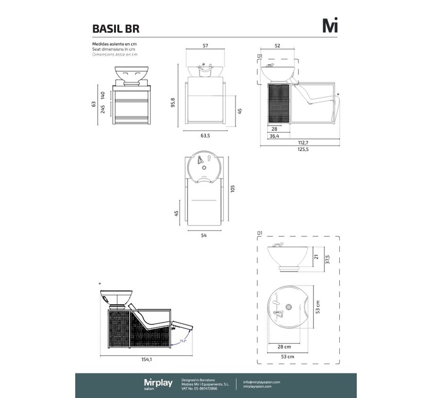 Wasunit Basil BROWN met Zwarte Waskom