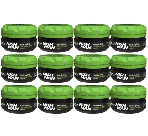 Nish Man M2 Matte Clay Wax Keratin 150ml - 12 STUKS