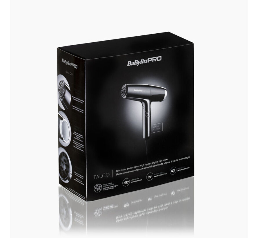 FALCO Geavanceerde professionele digitale föhn Zwart/Zilver