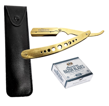 Razzaro Straight Razor Gold + 100 American Razor Blades