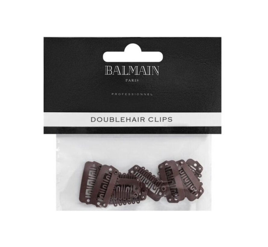 Double Hair Clips Brown 10 stuks