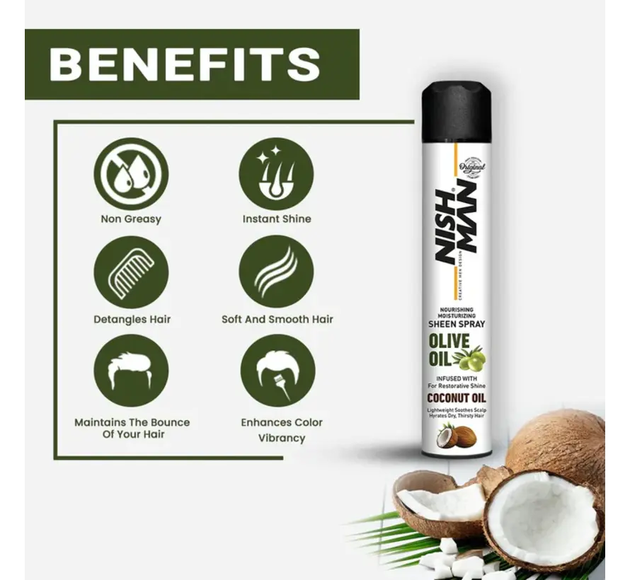 Nishman Olive Oil Sheen Spray 400 ml
