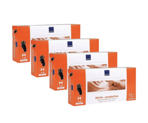 Abena Handschoenen Nitril Zwart Maat M Poedervrij - 4 pack
