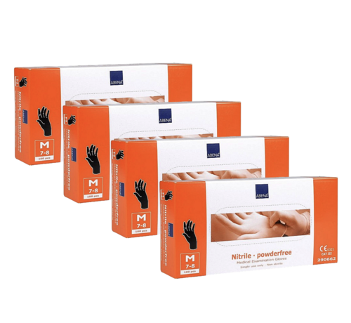 Abena Handschoenen Nitril Zwart Maat M Poedervrij  - 4 pack
