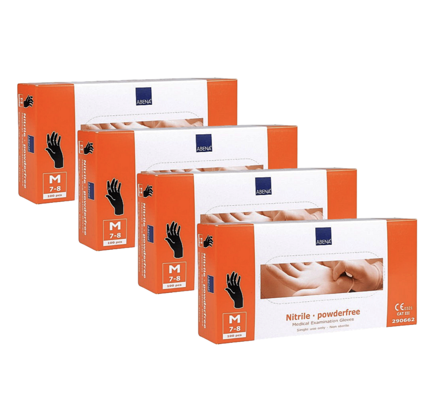 Handschoenen Nitril Zwart Maat M Poedervrij  - 4 pack