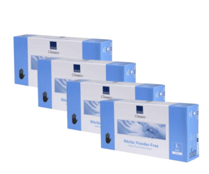 Abena Handschoenen Nitril Zwart Maat L Poedervrij - 4 Pack