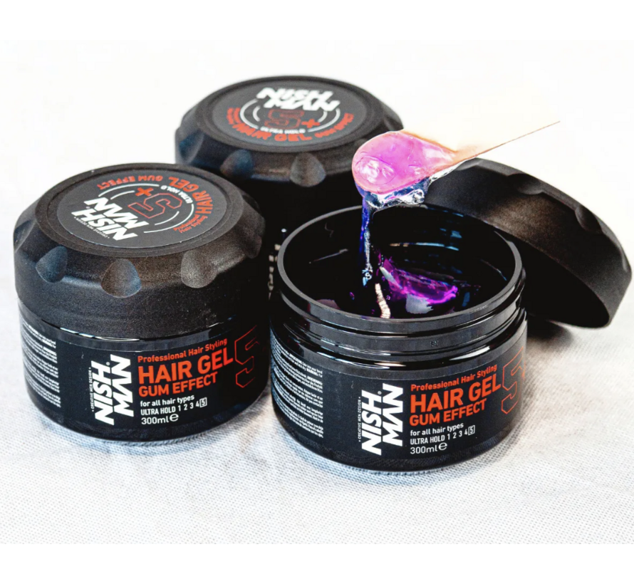 Nish Man Hair Gel Gum Effect 5+ 300ML - 4 STUKS