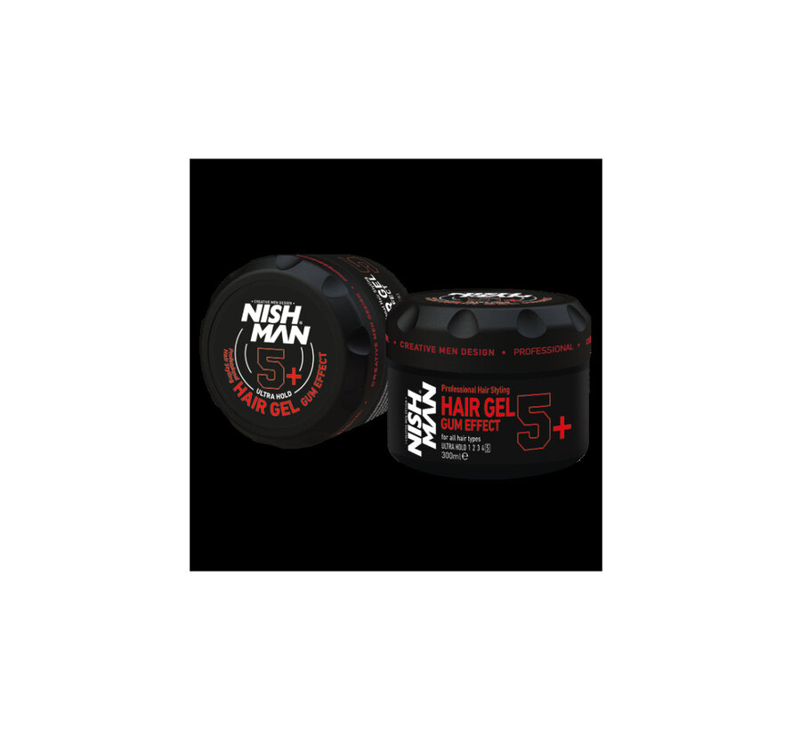 Nish Man Hair Gel Gum Effect 5+ 300ML - 4 STUKS