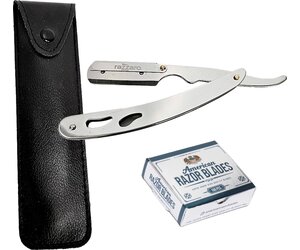 Razzaro Straight Razor Silver + 100 American Razor Blades -