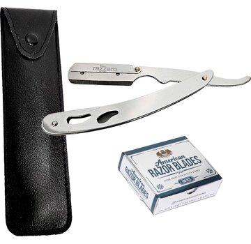 Razzaro Straight Razor Silver + 100 American Razor Blades  -
