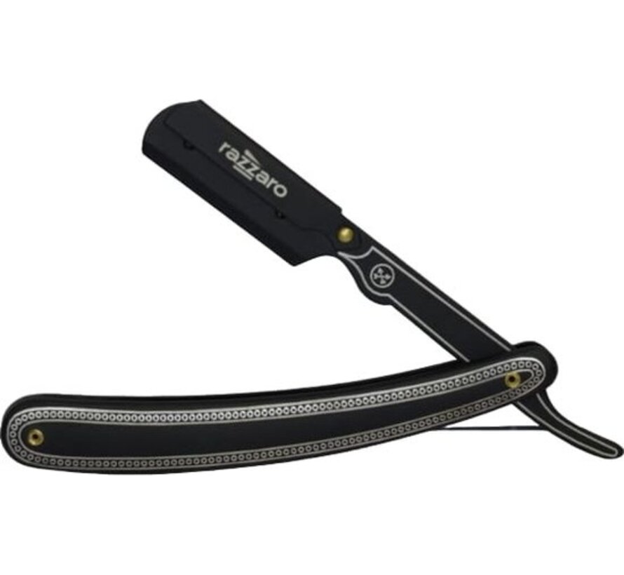 Straight Razor Black / Silver + 100 American Razor Blades  - -