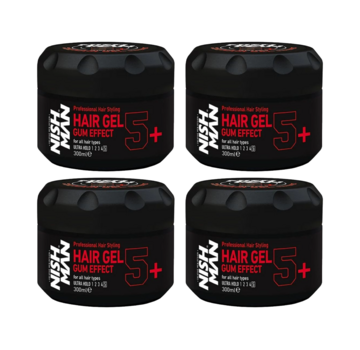 Nish Man Nish Man Hair Gel Gum Effect 5+ 300ML   - 4 STUKS