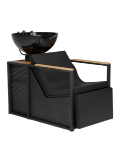 Mirplay Wasunit Basil BLACK/WOOD Zwarte Waskom  - Elektrische voetensteun