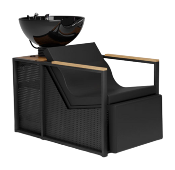 Mirplay Wasunit Basil BLACK/WOOD Zwarte Waskom  - Elektrische voetensteun