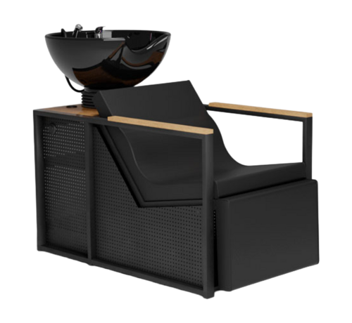 Mirplay Wasunit Basil BLACK/WOOD Zwarte Waskom  - Elektrische voetensteun