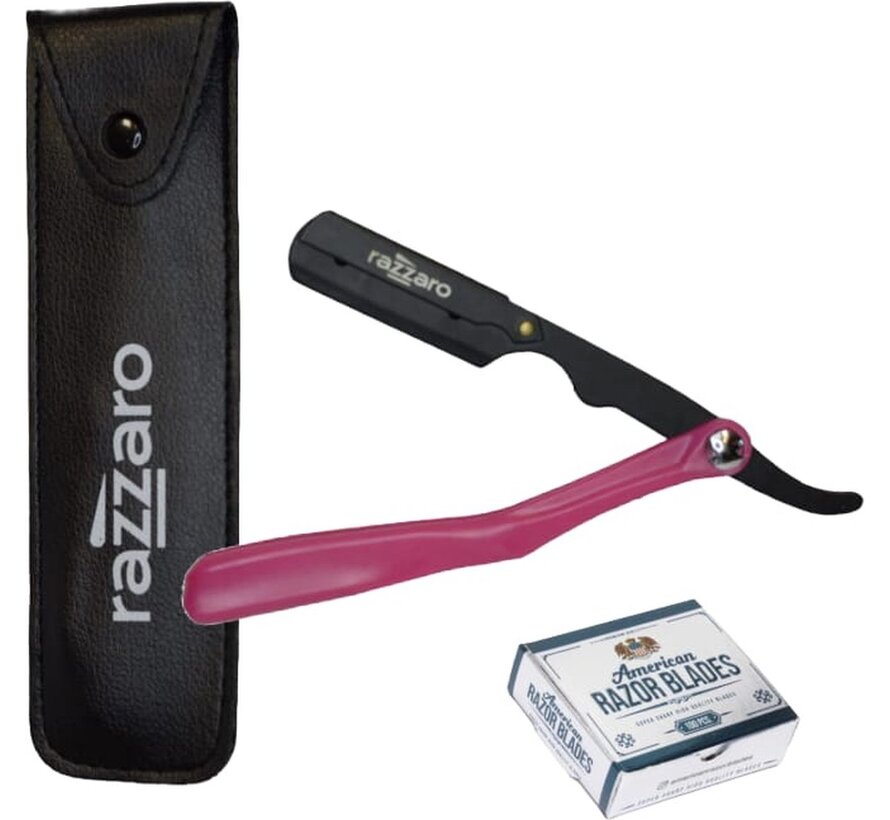 Figaro Straight Razor Pink + 100 American Razor Blades
