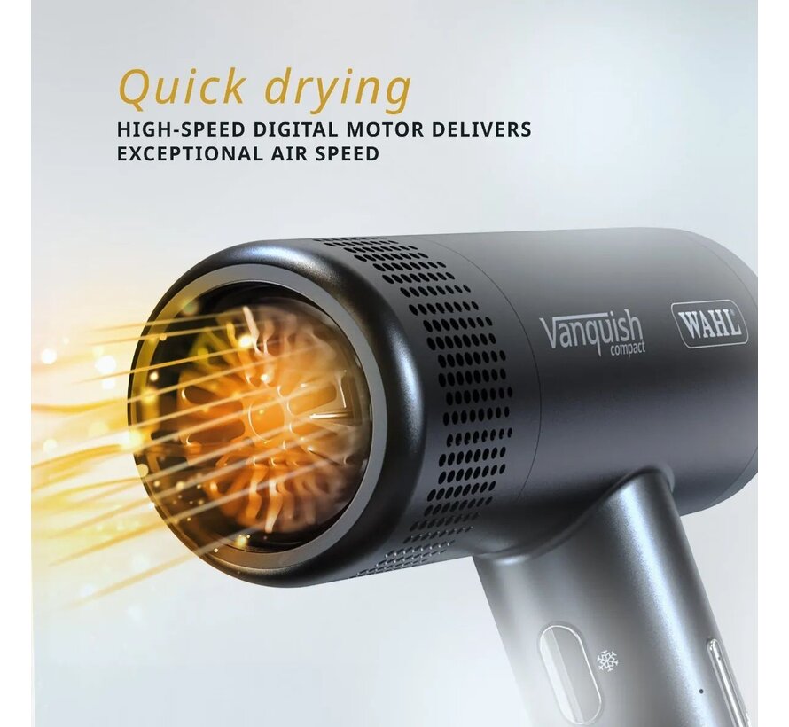 Haardroger Vanquish Compact Zwart + Gratis Diffuser
