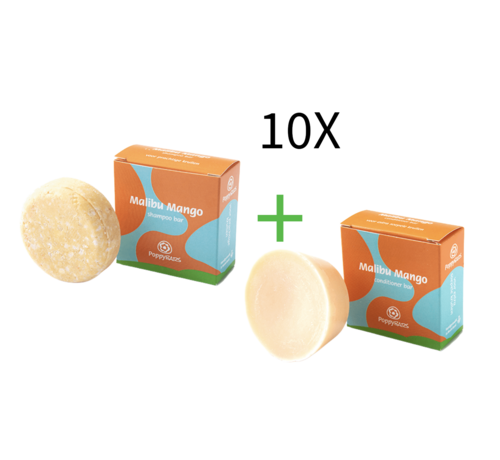 POPPYBARS Krullend Haar - Malibu Mango 60g - Shamppo + gratis Conditioner 10 STUKS