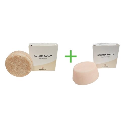 POPPYBARS Droog Haar -Bahama Papaya 60gr - Shampoo + gratis Conditioner 10 STUKS