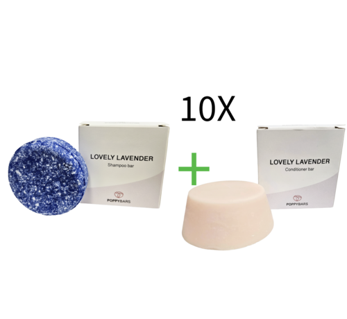 POPPYBARS Zilver - Lovely Lavender 60gr   Shampoo + gratis conditioner 10 STUKS