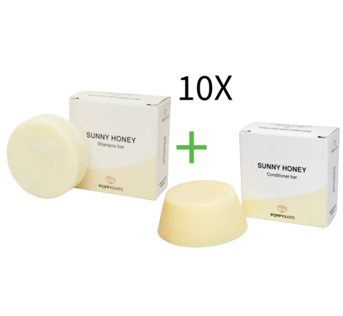 POPPYBARS Krullend Haar Sunny Honey 60gr  Shampoo + gratis Conditioner 10 STUKS