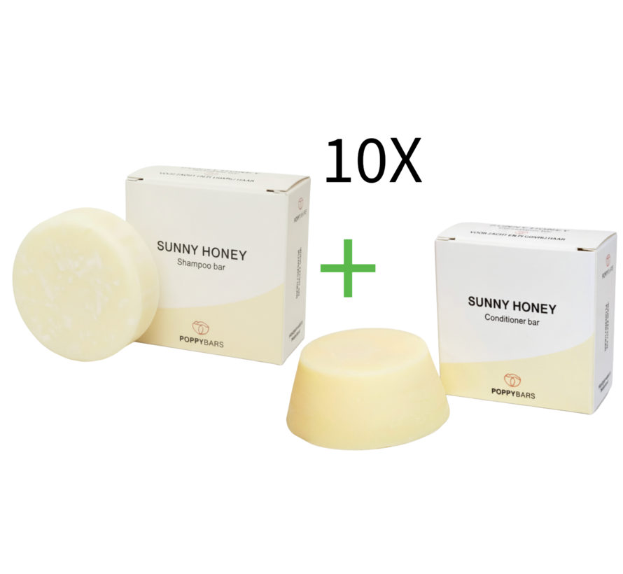 Krullend Haar Sunny Honey 60gr  Shampoo + gratis Conditioner 10 STUKS