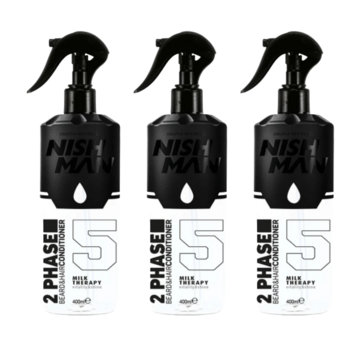 Nish Man 2 Phase Beard & Hair Conditioner MILK THERAPY 400ml - 3 STUKS