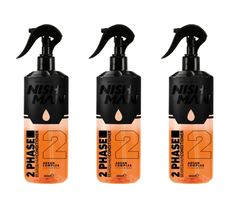 2 Phase Beard & Hair Conditioner ARGAN 400ml  - 3 STUKS