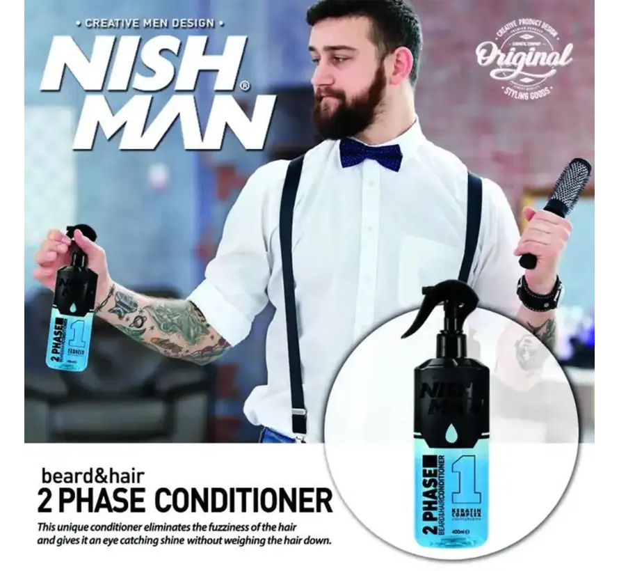 2 Phase Beard & Hair Conditioner KERATIN COMPLEX 400ml - 3 STUKS