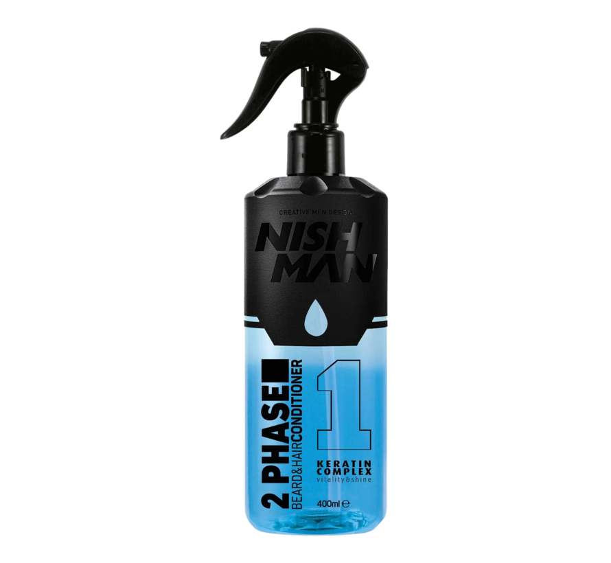 2 Phase Beard & Hair Conditioner KERATIN COMPLEX 400ml - 12 STUKS