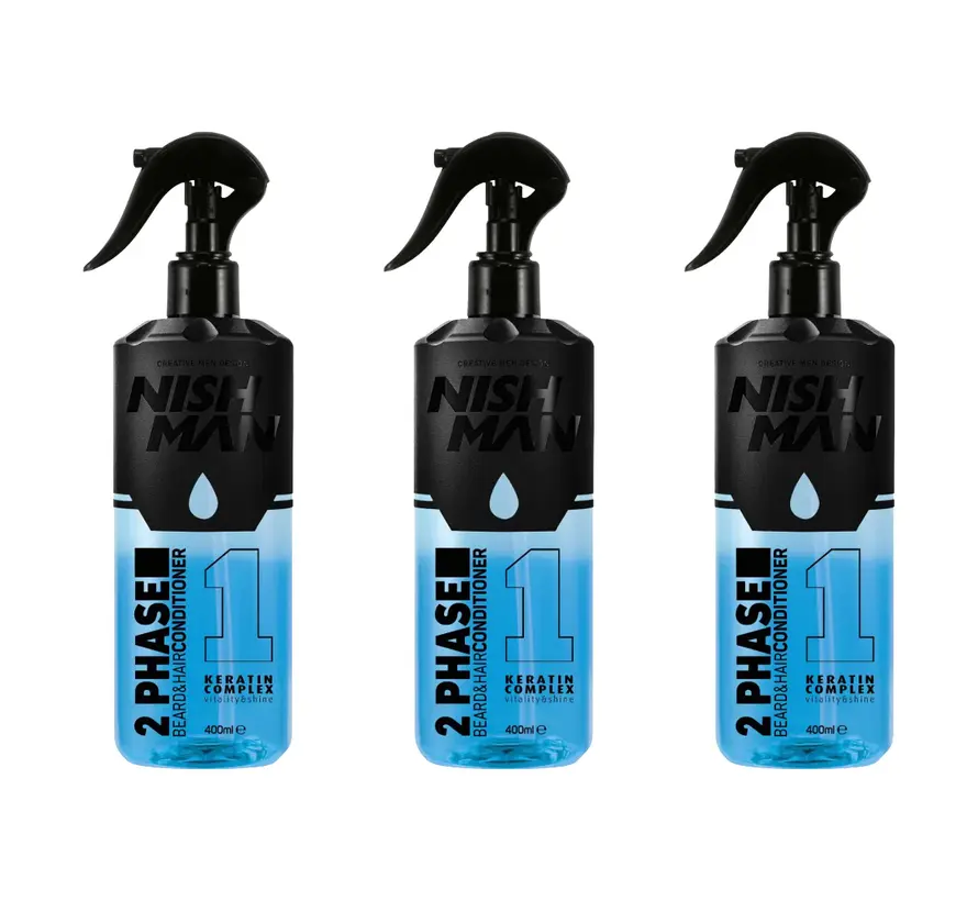 2 Phase Beard & Hair Conditioner KERATIN COMPLEX 400ml - 3 STUKS