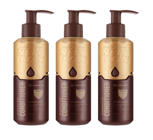 Nish Man Baard & Snorren Conditioner met Panthenol 200 ml - 3 STUKS