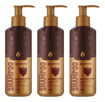 Nish Man Baard & Snorren Shampoo met Panthenol 200ml - 3 STUKS