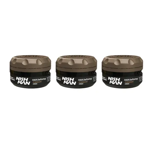 Nish Man W10 Hair Styling Wax Pomade Amber 100 ml - 3 STUKS