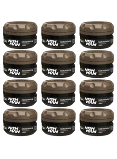 Nish Man W10 Hair Styling Wax Pomade Amber 100 ml - 12 STUKS