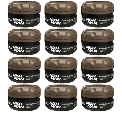 Nish Man W10 Hair Styling Wax Pomade Amber 100 ml - 12 STUKS