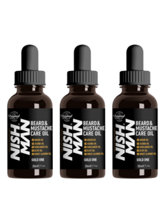 Nish Man Baardolie met Argan- en Jojoba-olie GOLD ONE - 30 ml - 3 STUKS