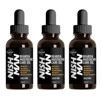 Nish Man Baardolie met Argan- en Jojoba-olie GOLD ONE - 30 ml - 3 STUKS