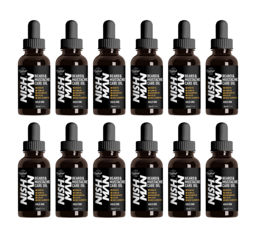 Nish Man Baardolie met Argan- en Jojoba-olie GOLD ONE - 30 ml - 12 STUKS
