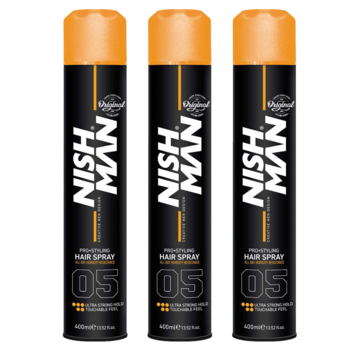 Nish Man Hair Spray 05 Ultra Strong Hold - 400 ml - 3 STUKS
