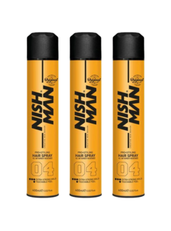 Nish Man Hair Spray 04 Extra Strong Hold - 400 ml - 3 STUKS