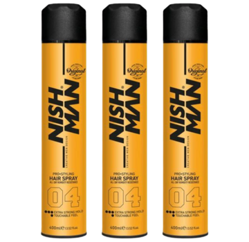 Nish Man Hair Spray 04 Extra Strong Hold - 400 ml - 3 STUKS