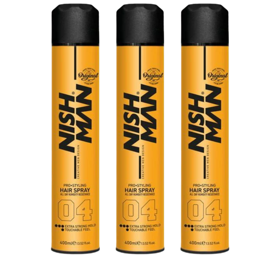 Hair Spray 04 Extra Strong Hold - 400 ml - 3 STUKS