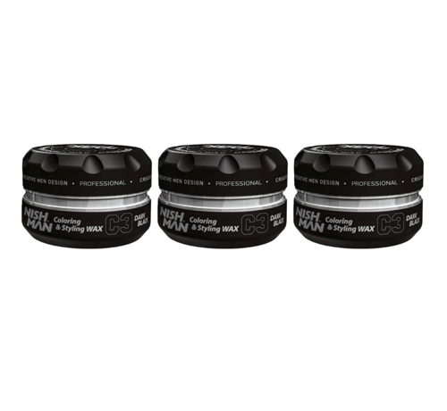 Nish Man Styling Wax Dark Black C3 - 100ml - 3 STUKS
