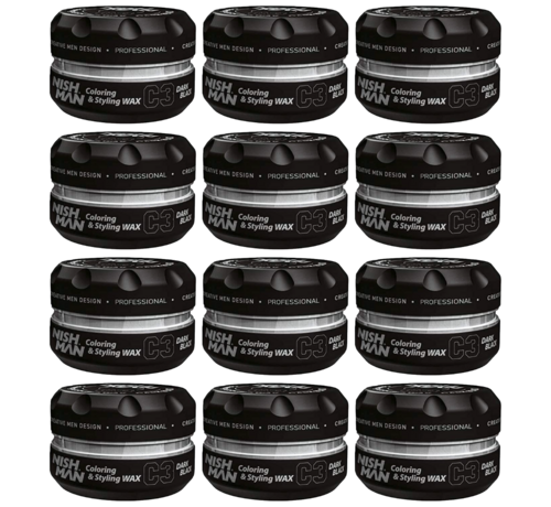 Nish Man Styling Wax Dark Black C3 - 100ml - 12 STUKS