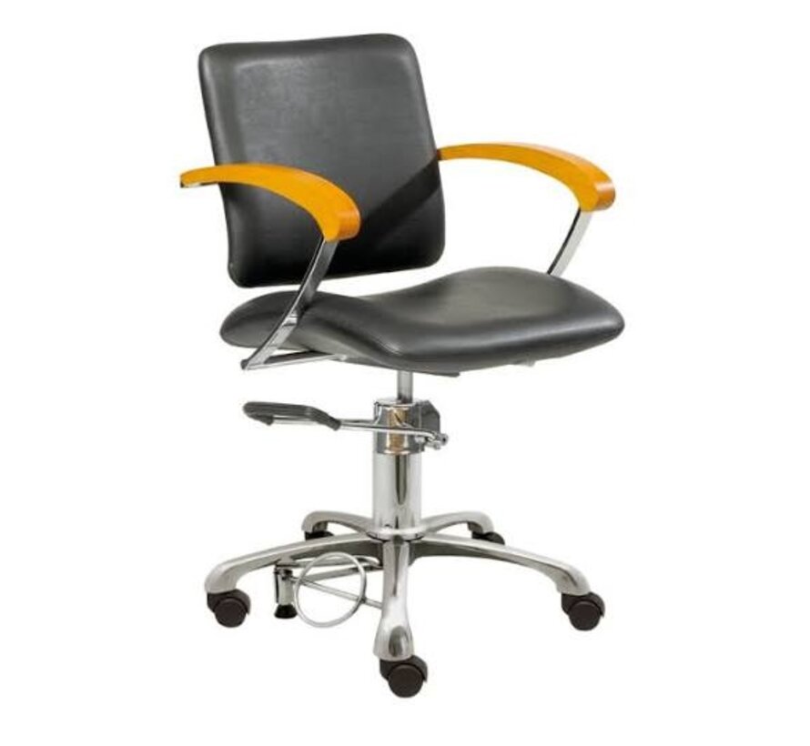 Kappersstoel London D Beweegbare rugleuning met wielen en rem